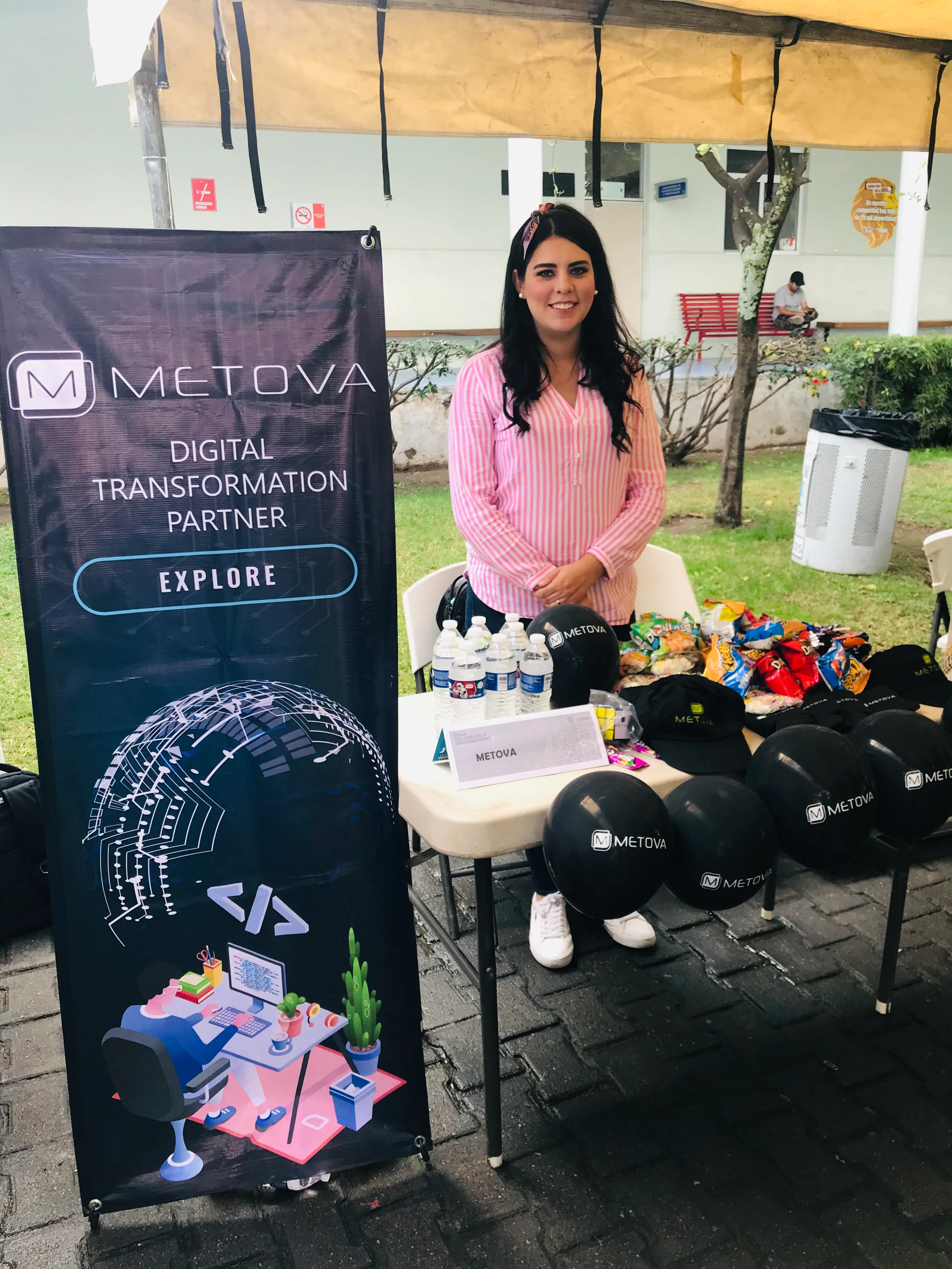 Team at outdoor career fair booth
